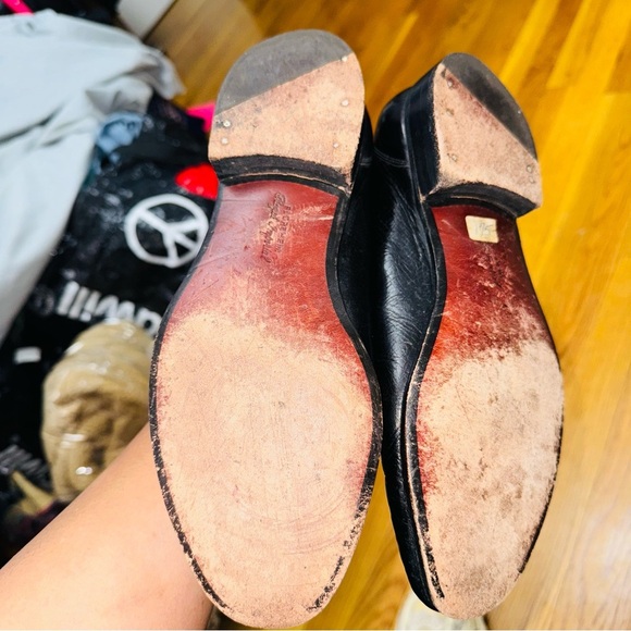 Black Leather Slip-On Loafers with Gold-Toned Bar - Picture 7 of 9